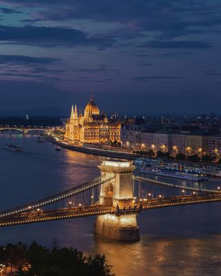 Autumn cityscape with Parliament, Hungary-stock-photo