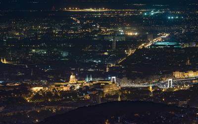 Budapest night cityscape, Hungary-stock-photo