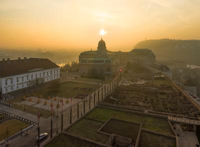 Europe Hungary Budapest Buda castle morning lights-stock-photo