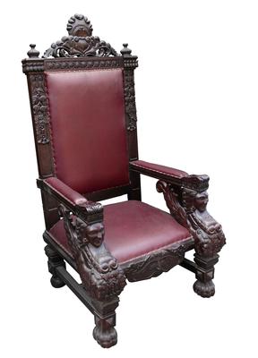 Old antique carved chair.-stock-photo