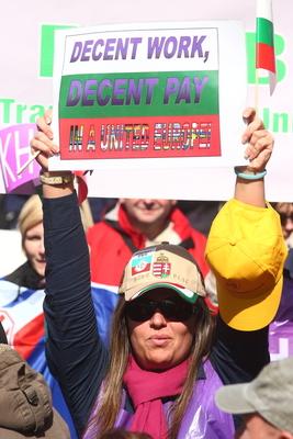 Szakszervezeti demonstráció-stock-photo