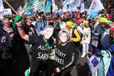 Szakszervezeti demonstráció-stock-photo