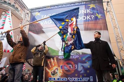 Tüntetés az EU-ból való kilépés mellett-stock-photo