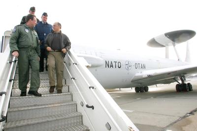 AWACS repülőgép teszteli az új légiirányító rendszert Kecskeméten-stock-photo