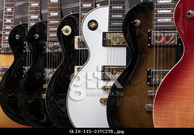 Muncie Circa August 2022 Gibson Les Paul guitar display at a